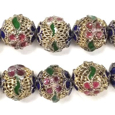 ENAMEL FILIGREE ROUND 12MM BLUE (SILVER)